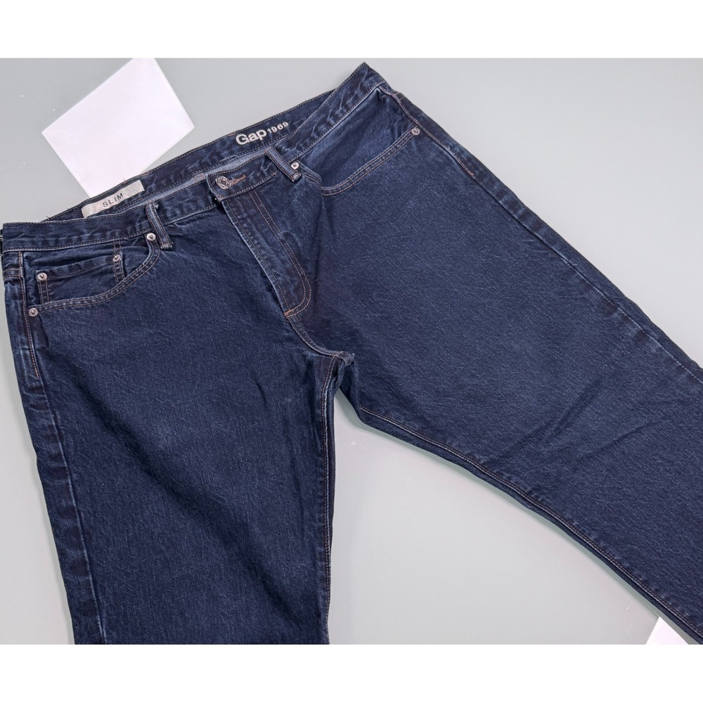 Gap 1969 Slim Fit Jeans Mens 36x32 Resin Rinse Dark Blue Denim